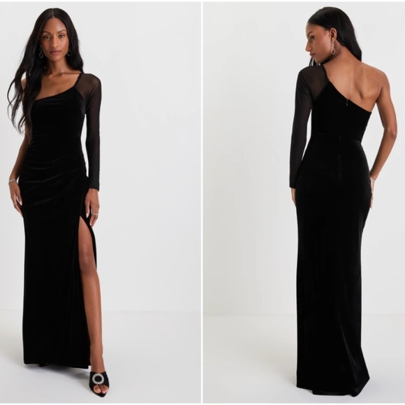 LULU's Prom Wedding Sexy Chic Modern Minimalistic Chic One Shoulder Maxi Dress - Picture 5 of 5